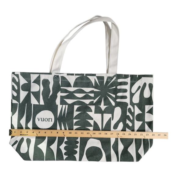 Vuori Canvas Tote Bag‎ Green White Abstract Print Gym Beach Travel Carryall - Picture 4 of 8